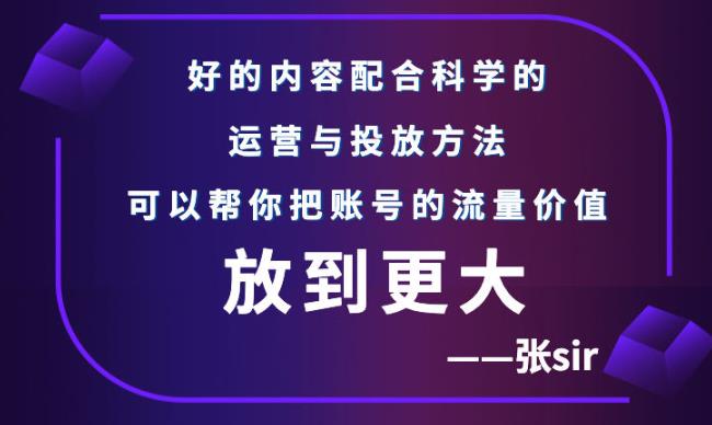 【副业项目3305期】（怎么投dou+快速涨粉）张sir账号流量增长课，让你的流量更精准-E创连盟
