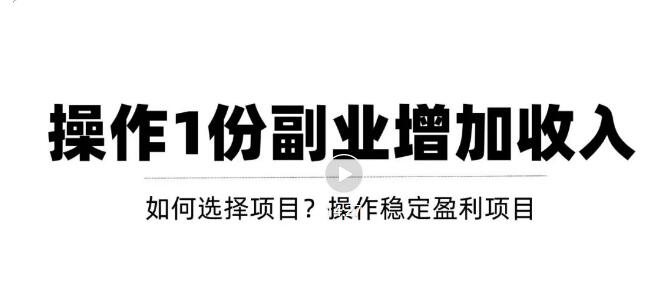【副业项目3695期】新手如何通过操作副业增加收入，从项目选择到玩法分享！【视频教程】-E创连盟