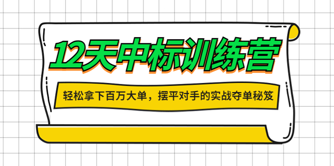 【副业项目4416期】12天中标训练营：轻松拿下百万大单，摆平对手的实战夺单秘笈-E创连盟
