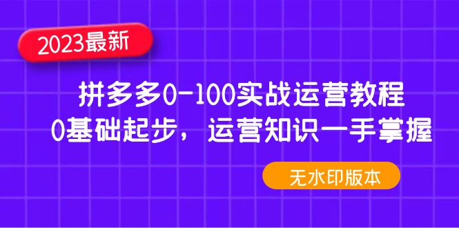 【副业项目5048期】2023拼多多0-100实战运营教程，0基础起步，运营知识一手掌握-E创连盟