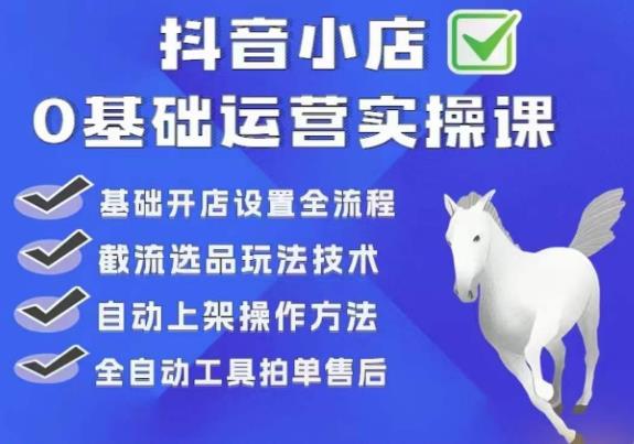 【副业项目6317期】白马电商·0基础抖店运营实操课，基础开店设置全流程，截流选品玩法技术-E创连盟