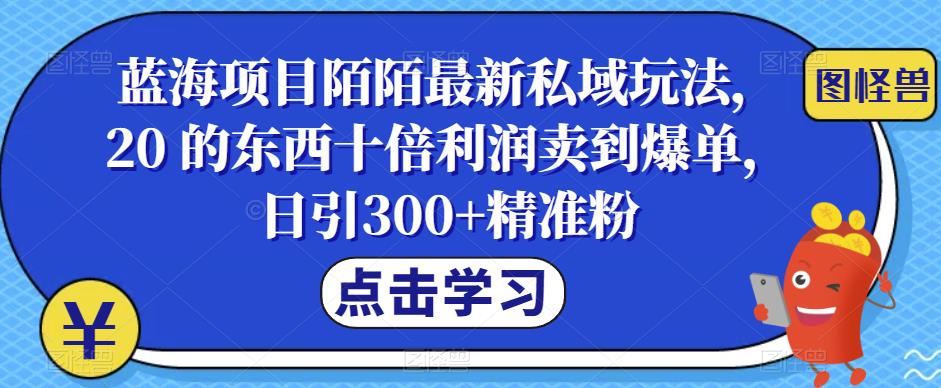 【副业项目6699期】蓝海项目陌陌最新私域玩法，20 的东西十倍利润卖到爆单，日引300+精准粉【揭秘】-E创连盟