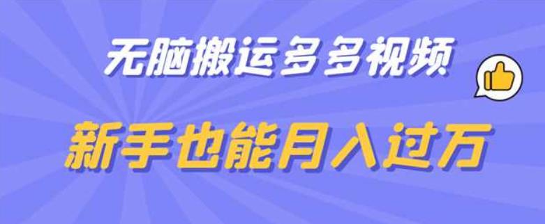 【副业项目6853期】无脑搬运多多视频，新手也能月入过万【揭秘】-E创连盟