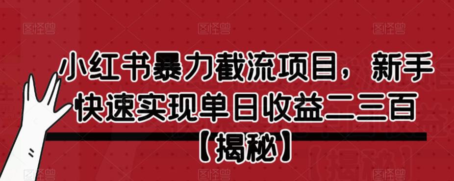 【副业项目6889期】小红书暴力截流项目，新手快速实现单日收益二三百【仅揭秘】-E创连盟