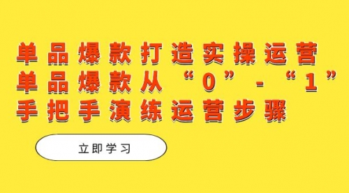 【副业项目7711期】单品爆款打造实操运营，单品爆款从“0”-“1”手把手演练运营步骤-E创连盟