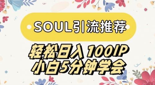 【副业9006期】SOUL引流推荐 轻松日入100IP 小白5分钟学会-E创连盟