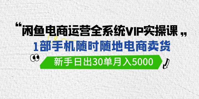 闲鱼电商运营全系统VIP实战课，1部手机随时随地卖货，新手日出30单月入5000-E创连盟