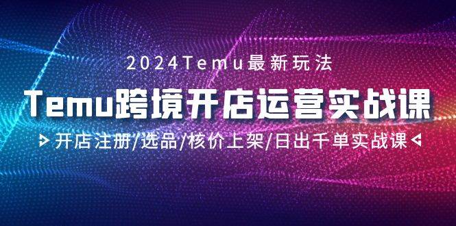 2024Temu跨境开店运营实战课，开店注册/选品/核价上架/日出千单实战课-E创连盟