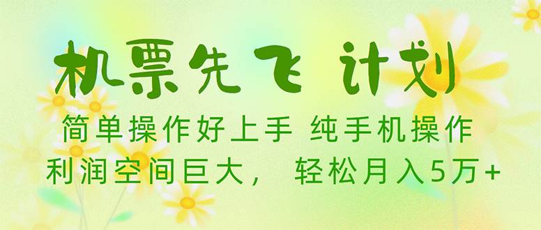 机票先飞计划！里程积分兑换机票售卖赚差价，利润空间巨大，小白月入5万+-E创连盟