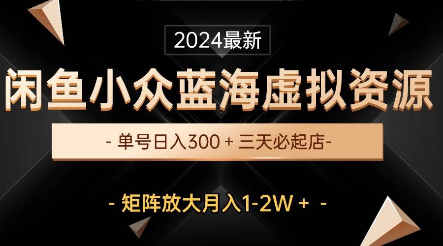 最新闲鱼小众蓝海虚拟资源，单号日入300＋，三天必起店，矩阵放大月入1-2W-E创连盟