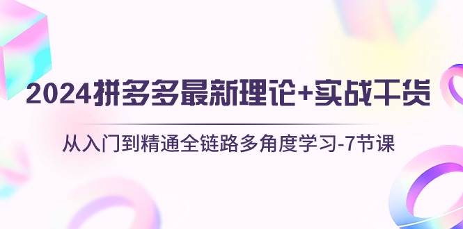 2024拼多多 最新理论+实战干货，从入门到精通全链路多角度学习-7节课-E创连盟