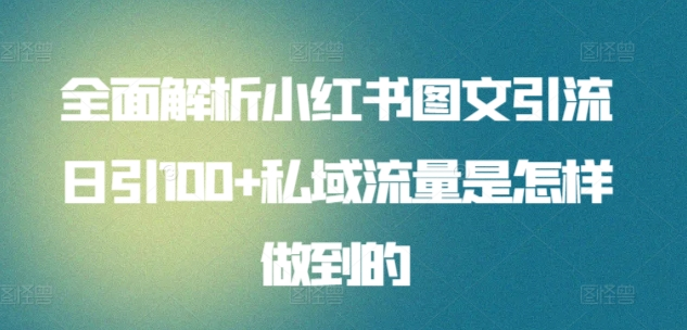 全面解析小红书图文引流日引100私域流量是怎样做到的-E创连盟