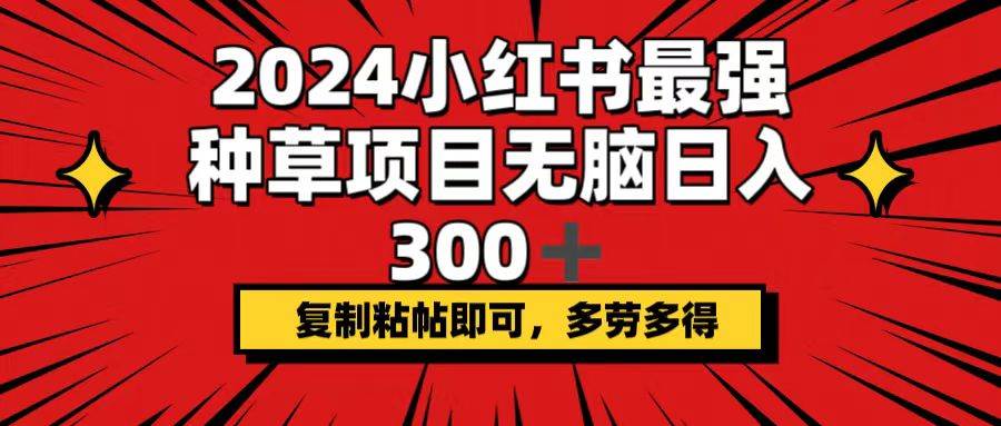 2024小红书最强种草项目，无脑日入300+，复制粘帖即可，多劳多得-E创连盟
