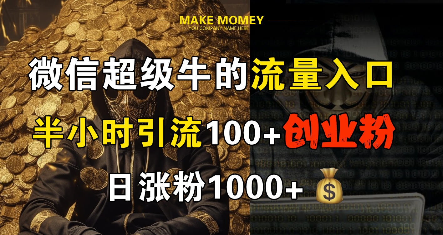 微信超级牛的流量入口，半小时引流100+创业粉，日涨粉1000+-E创连盟