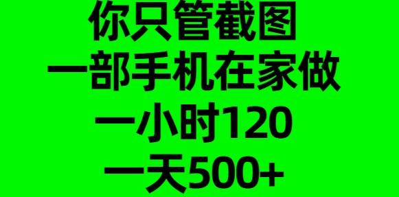 你只管截图，一部手机在家做，一小时120，一天500+-E创连盟