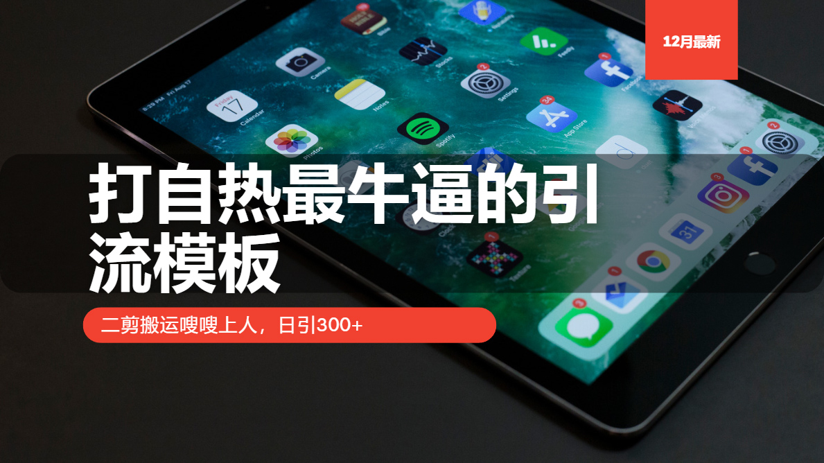 打自热最牛逼的引流模板，日引300+，二剪搬运嗖嗖上人-E创连盟