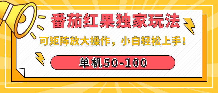 番茄红果独家玩法，单机50-100，可矩阵放大操作，小白轻松上手！-E创连盟